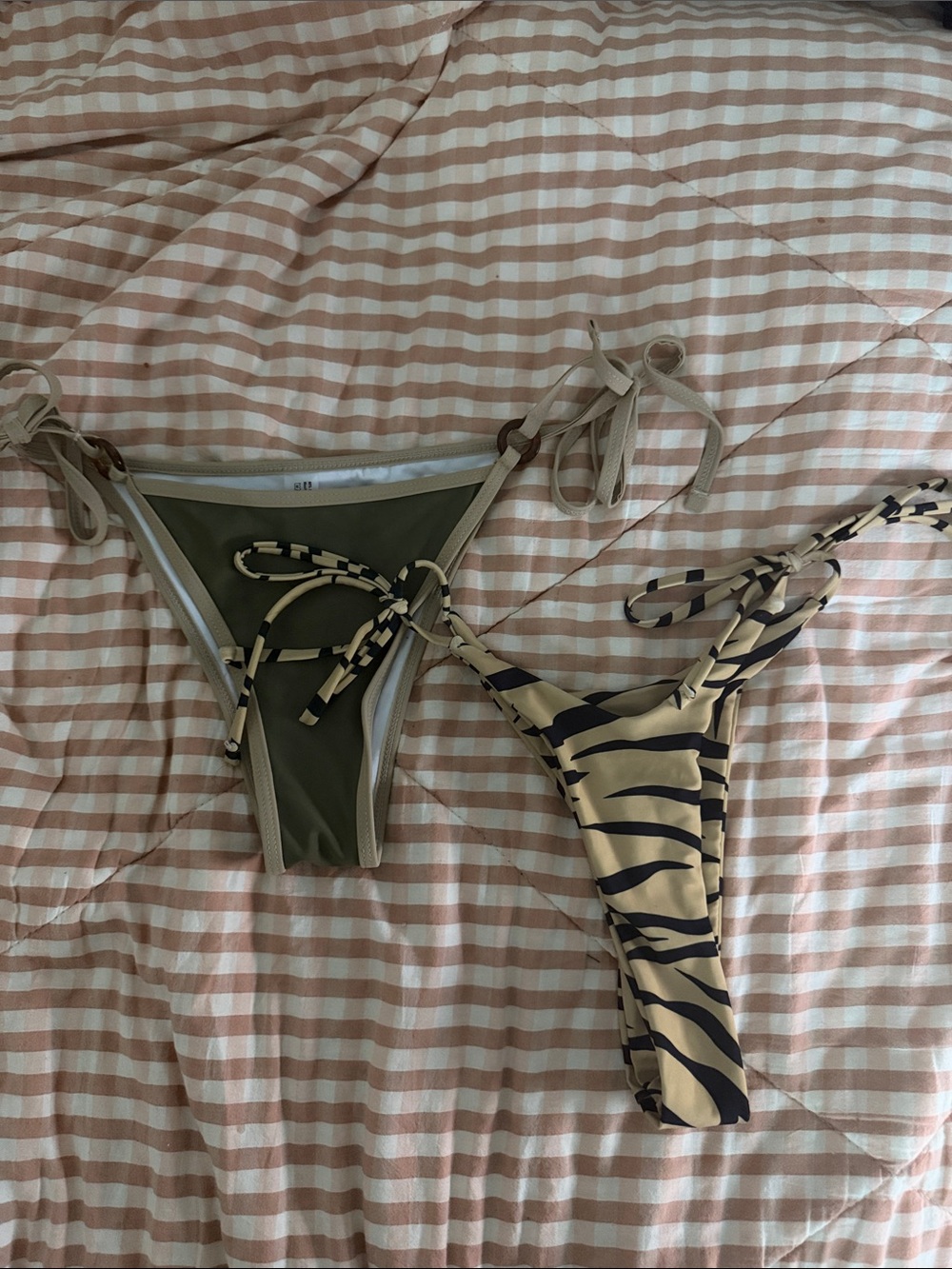 Tie-Side Bikini Bottoms - Olive & Zebra Print